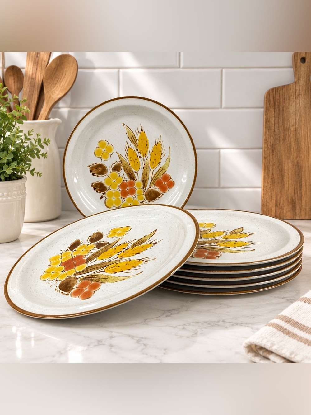 Vintage International China Stoneybrook Rushwood Dinner Plates Japan Set of 6